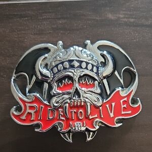 Ride to Live Skull Belt Buckle NWOT